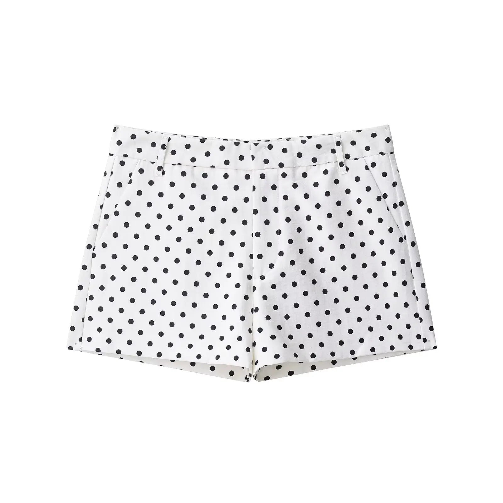 Polka Dot Two Piece Set with High Neck Jacket and Matching Pants or Shorts