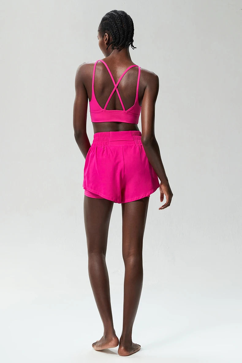 Women’s Quick-Dry Running Set – Sports Bra & High-Waist Shorts