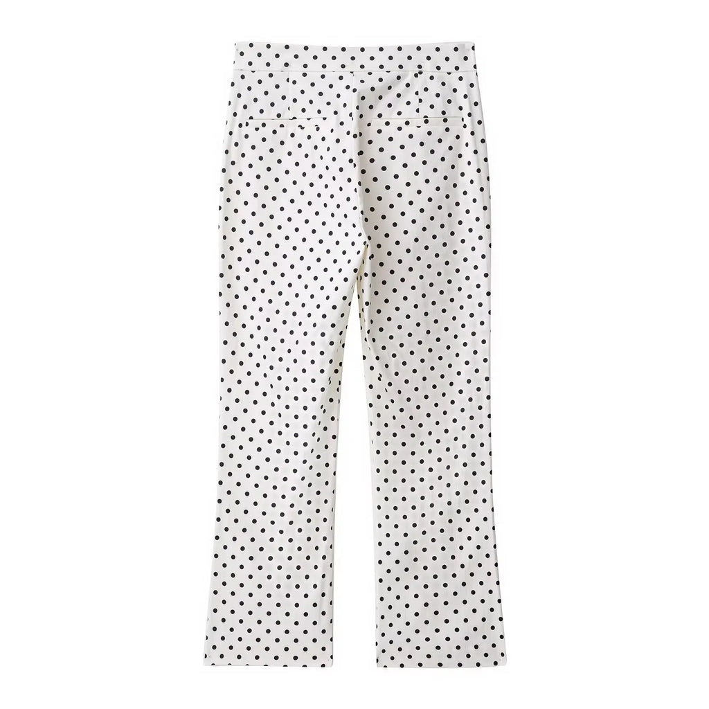 Polka Dot Two Piece Set with High Neck Jacket and Matching Pants or Shorts