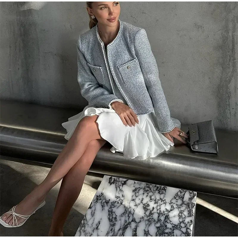 RUFFLES PLEATED HIGH WAIST MINI SKIRT