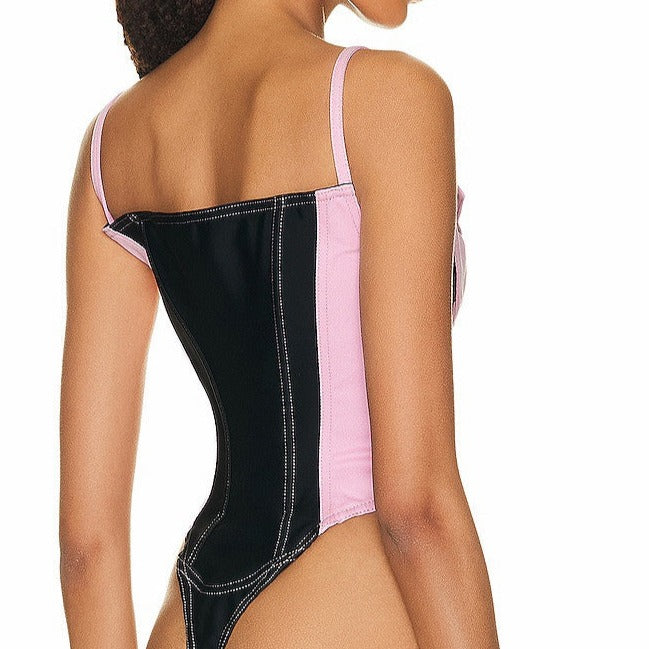 KHALY ZIPPER DENIM BODYSUIT