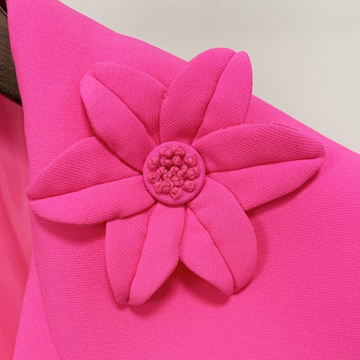 THEODORA PINK FLOWER DECORATED BLAZER and SKIRT
