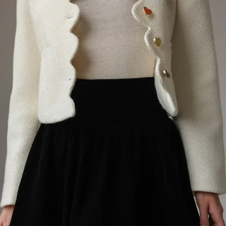 IRREGULAR COLLAR HEART BOTTOMS WHITE JACKET