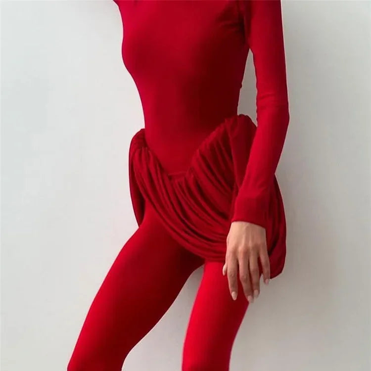 Elegant Backless Long Sleeve Pleated Dress – High Waist Bodycon Evening Gown