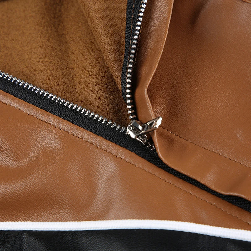 GIGI PU LEATHER BROWN COAT