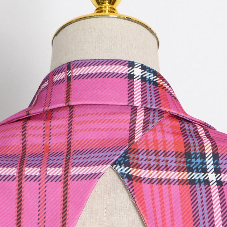 BAILEY PINK CUT OUT PLAID BLAZER