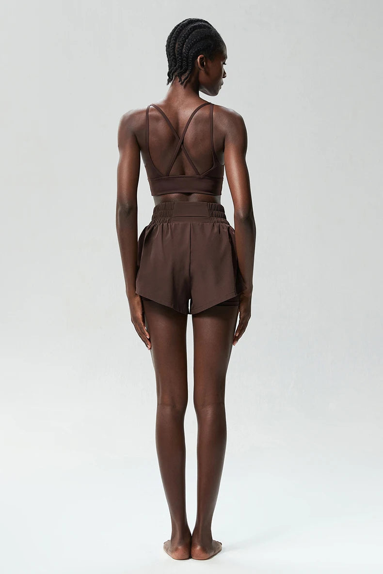 Women’s Quick-Dry Running Set – Sports Bra & High-Waist Shorts