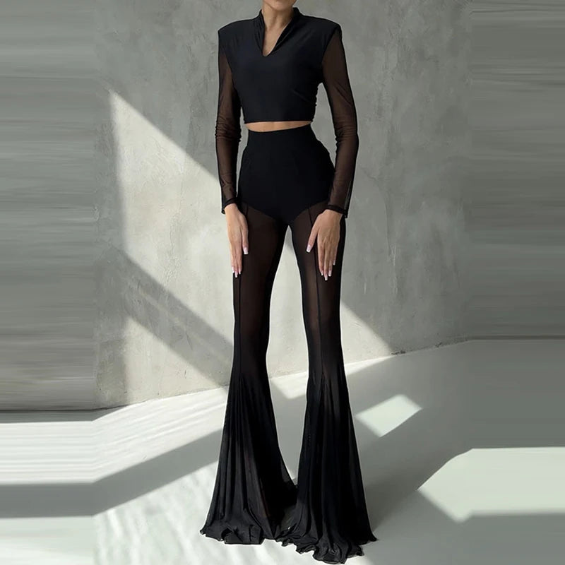 SLIM FLARED PLEATED TROUSERS