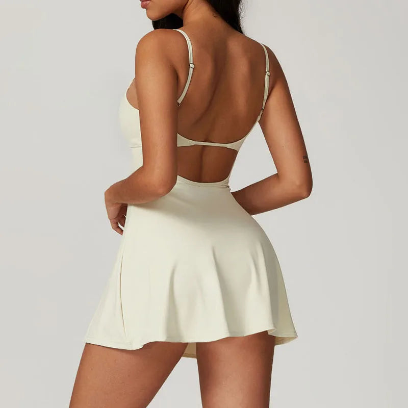Dress Golf Tennis Gym Yoga Dresses Women Girl Running Workout Long Skirts Fitness Outdoor One Piece Dress