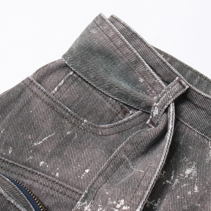 CATALINA MINI GREY DENIM SKIRT with BIG POCKETS