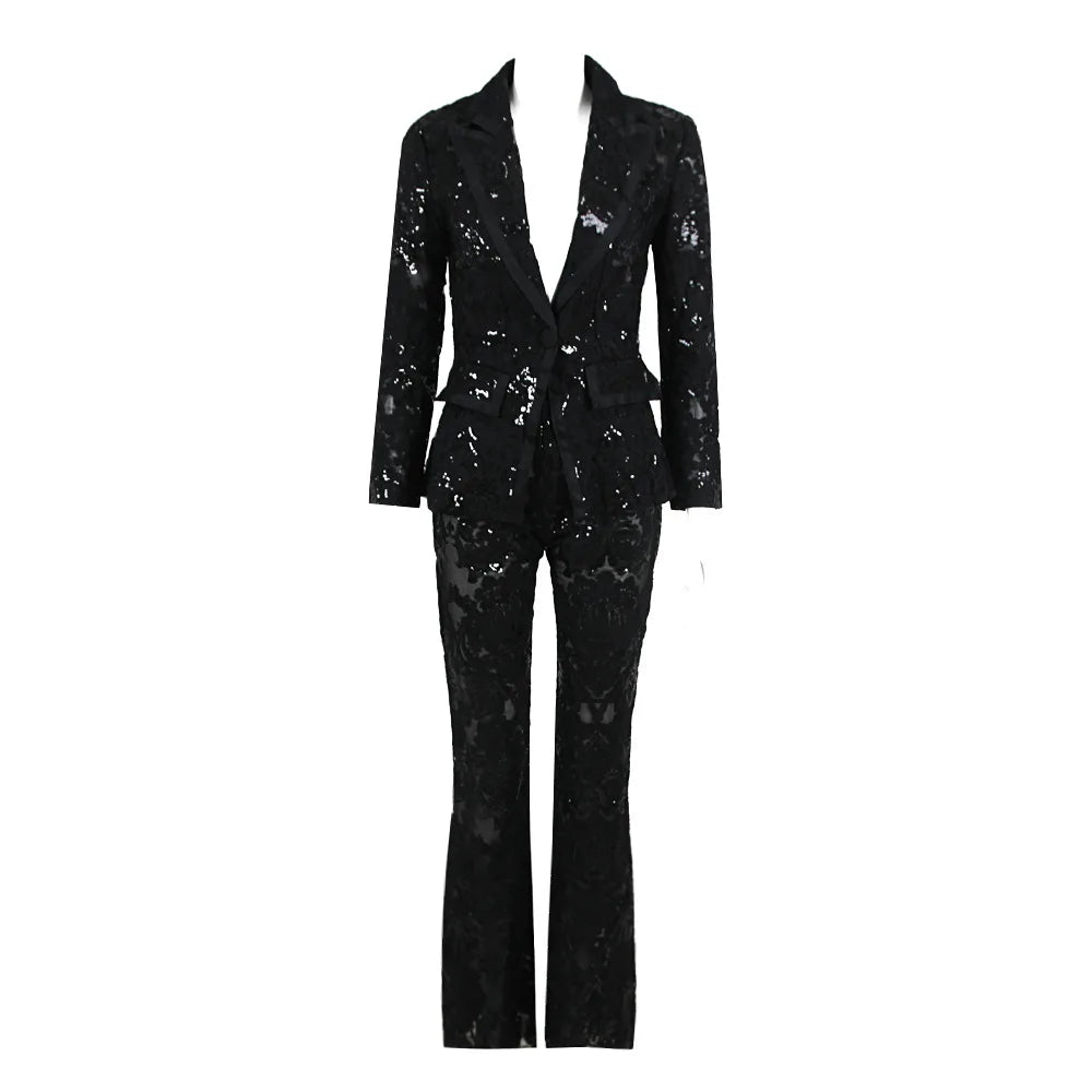 LACE FLARE PANTS and BLAZER SUIT