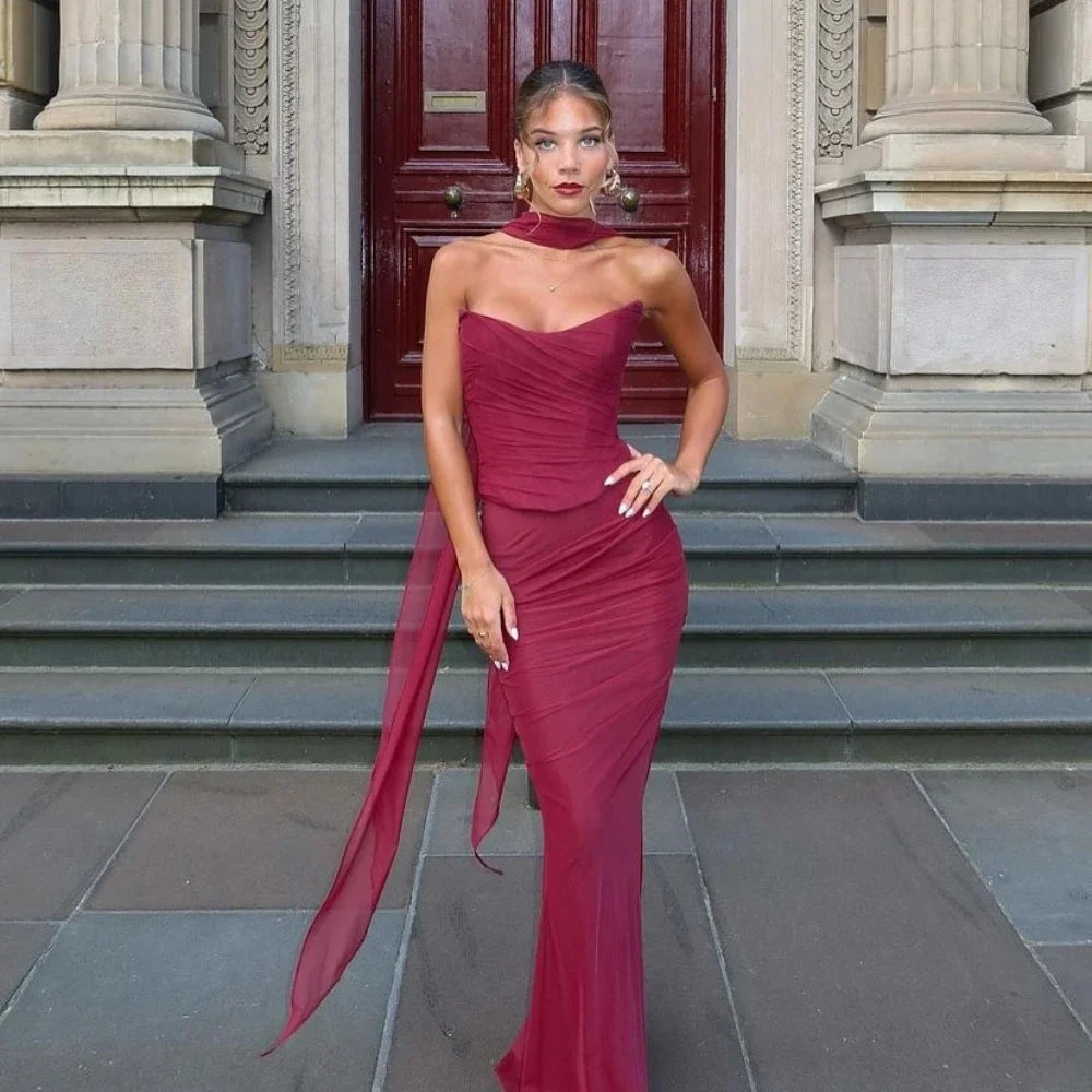 ELEGANT CORSET a MAXY SKIRT SET with SCARF