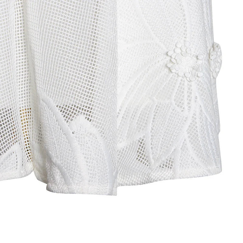 LONG SLEEVE PATCHWORK WHITE DRESS