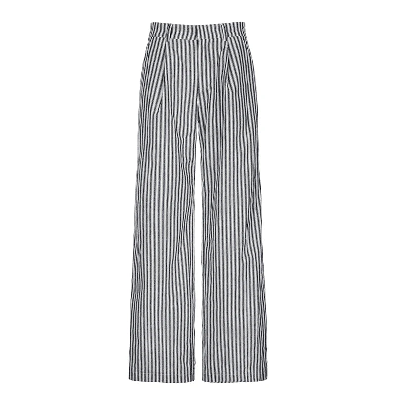 Striped Low Waist Wide Leg Trousers for Women | Vintage Streetwear Summer Pants