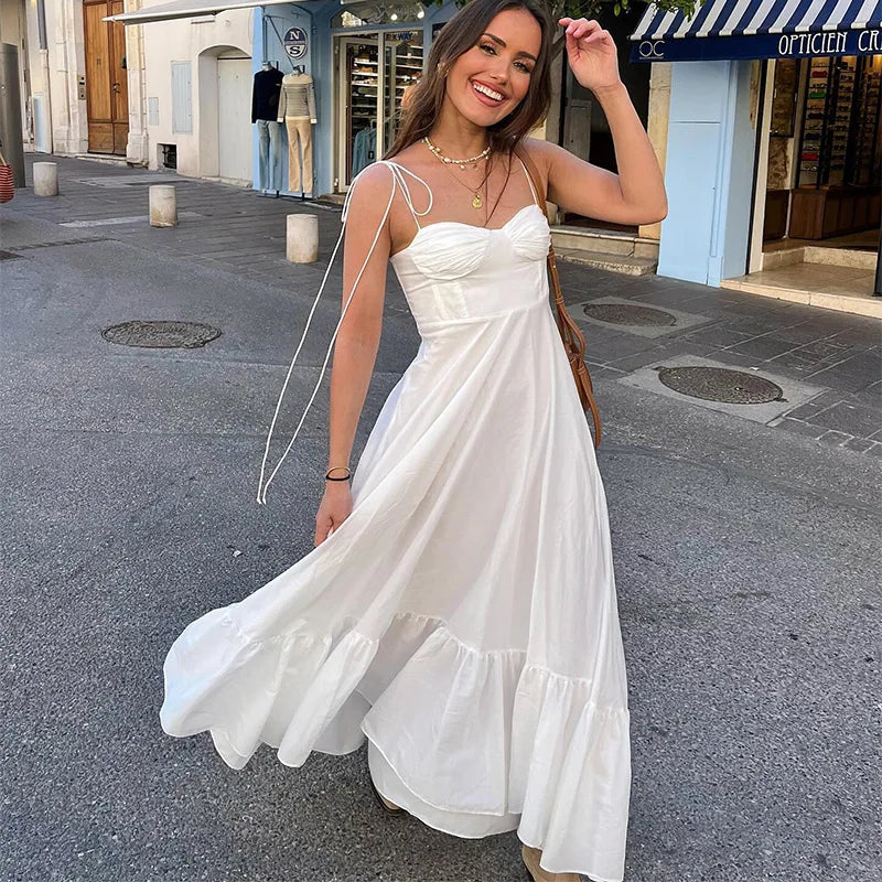 WHITE TIERED MAXI DRESS