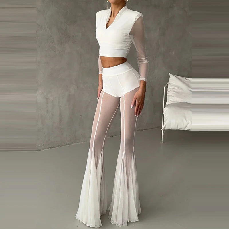 SLIM FLARED PLEATED TROUSERS