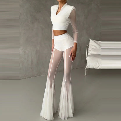 SLIM FLARED PLEATED TROUSERS