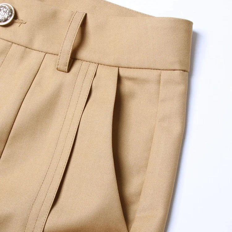 MUSTARD HIGH WAISTED WIDE TROUSERS