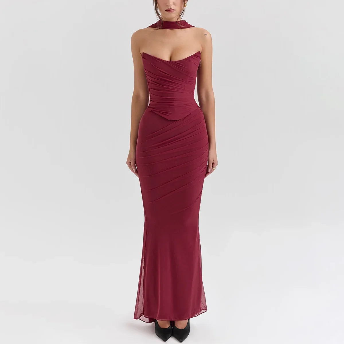 ELEGANT CORSET a MAXY SKIRT SET with SCARF