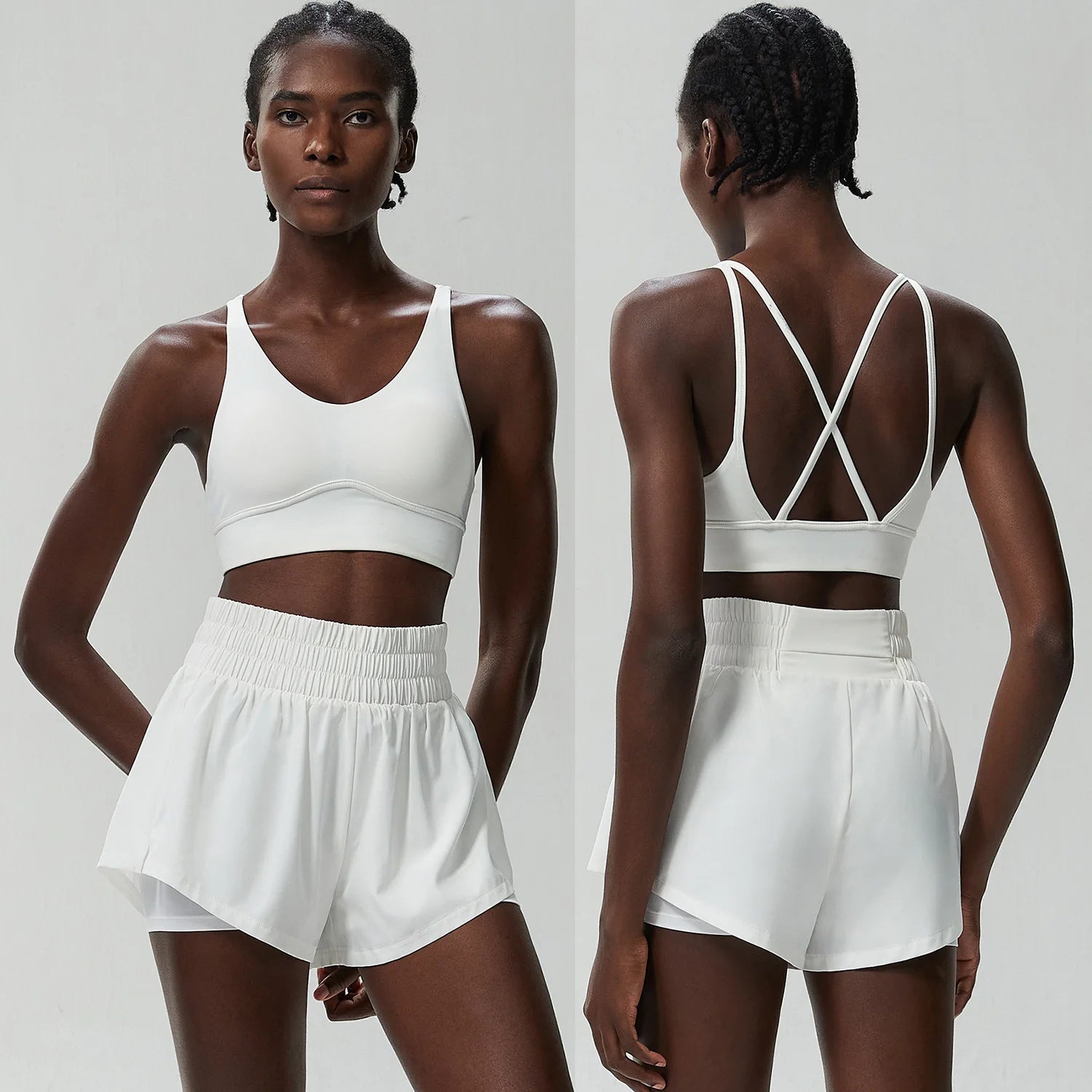 Women’s Quick-Dry Running Set – Sports Bra & High-Waist Shorts