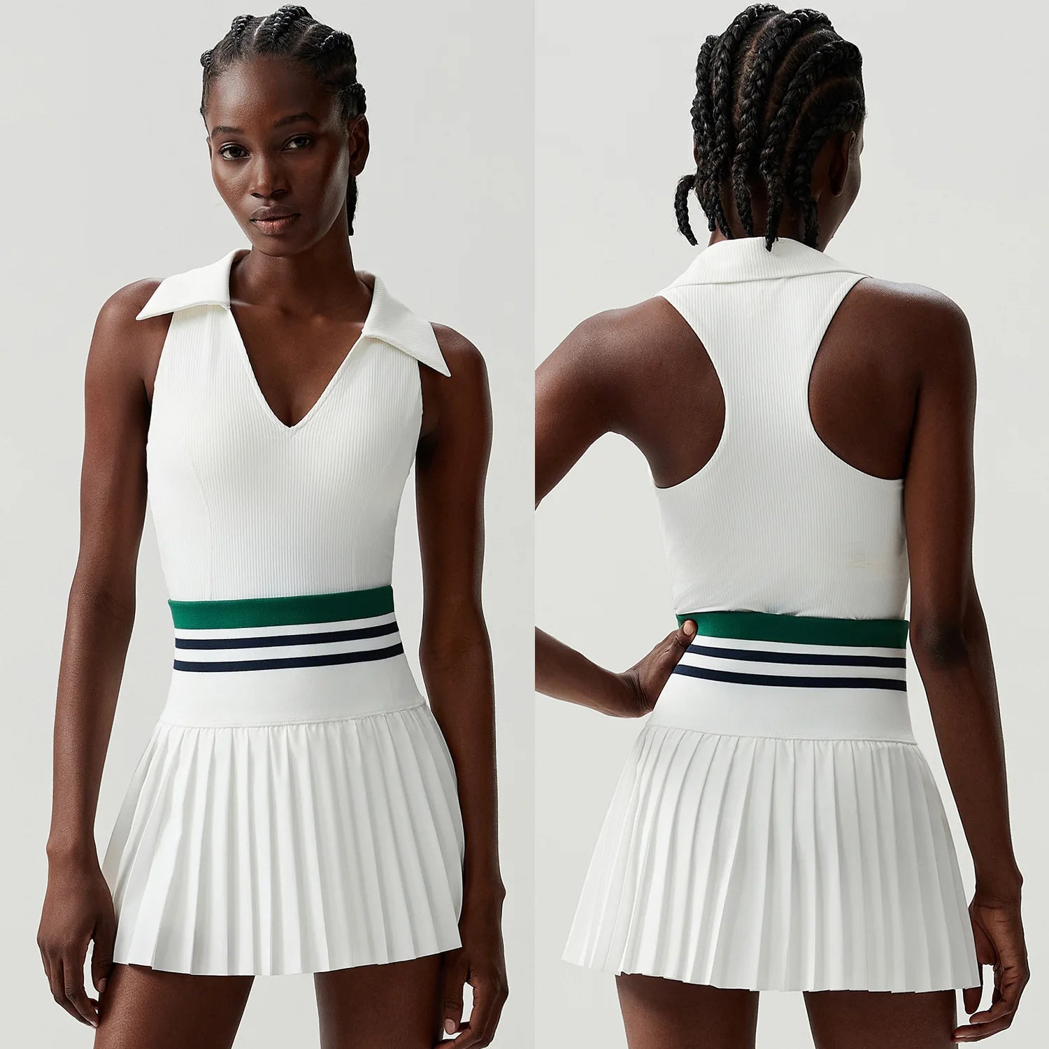 Women’s Two Piece Yoga Set – Gym Top & Tennis Skirt Quick Dry Sportswear