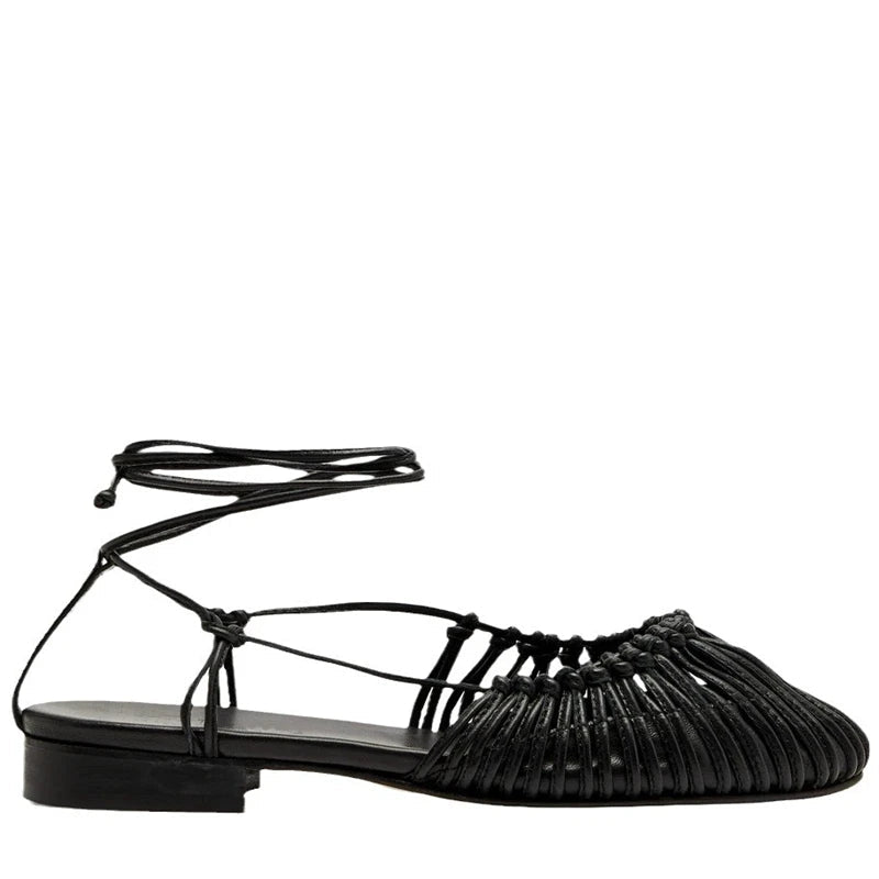 Stylish low heel sandals for women with breathable woven upper