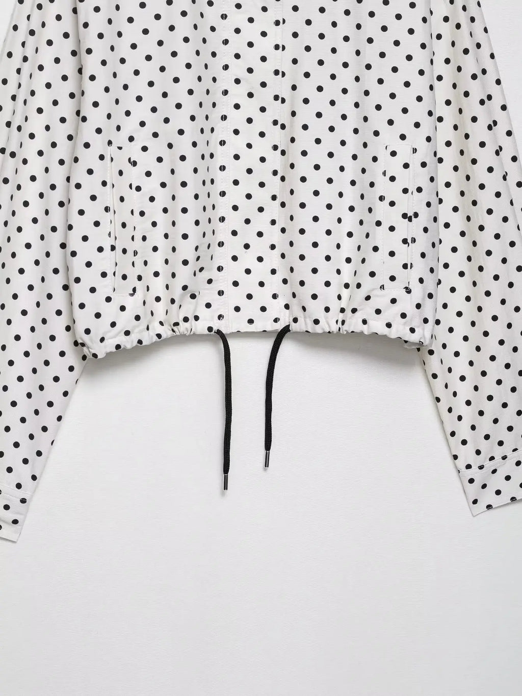 Polka Dot Two Piece Set with High Neck Jacket and Matching Pants or Shorts