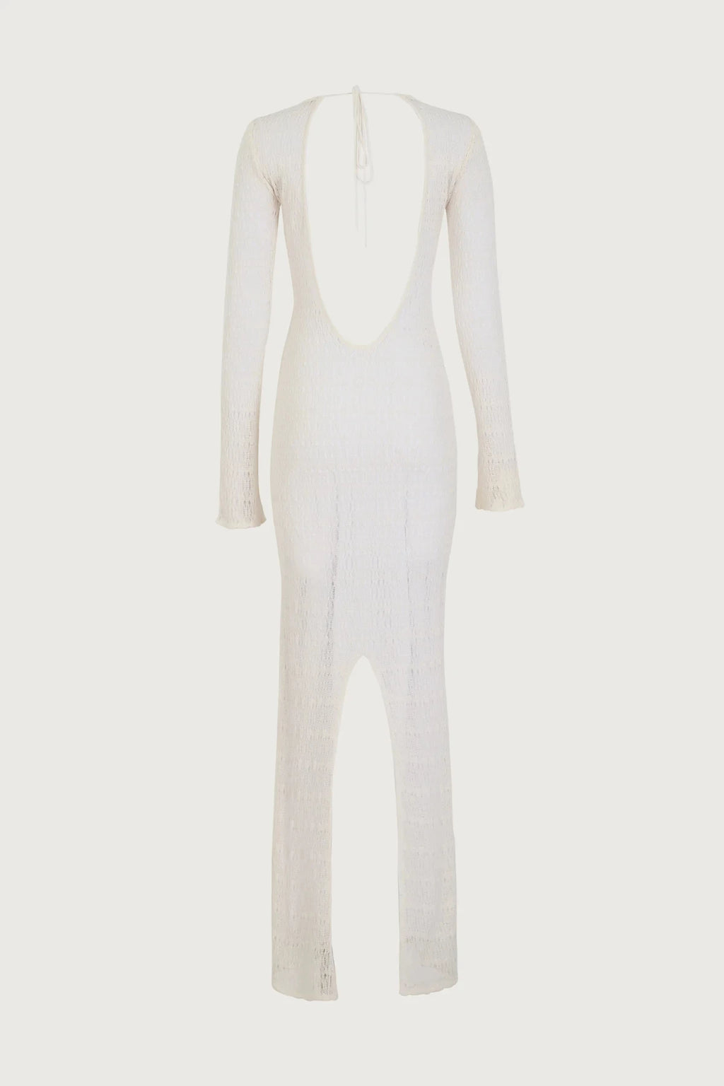 White long-sleeve dress on a light gray background