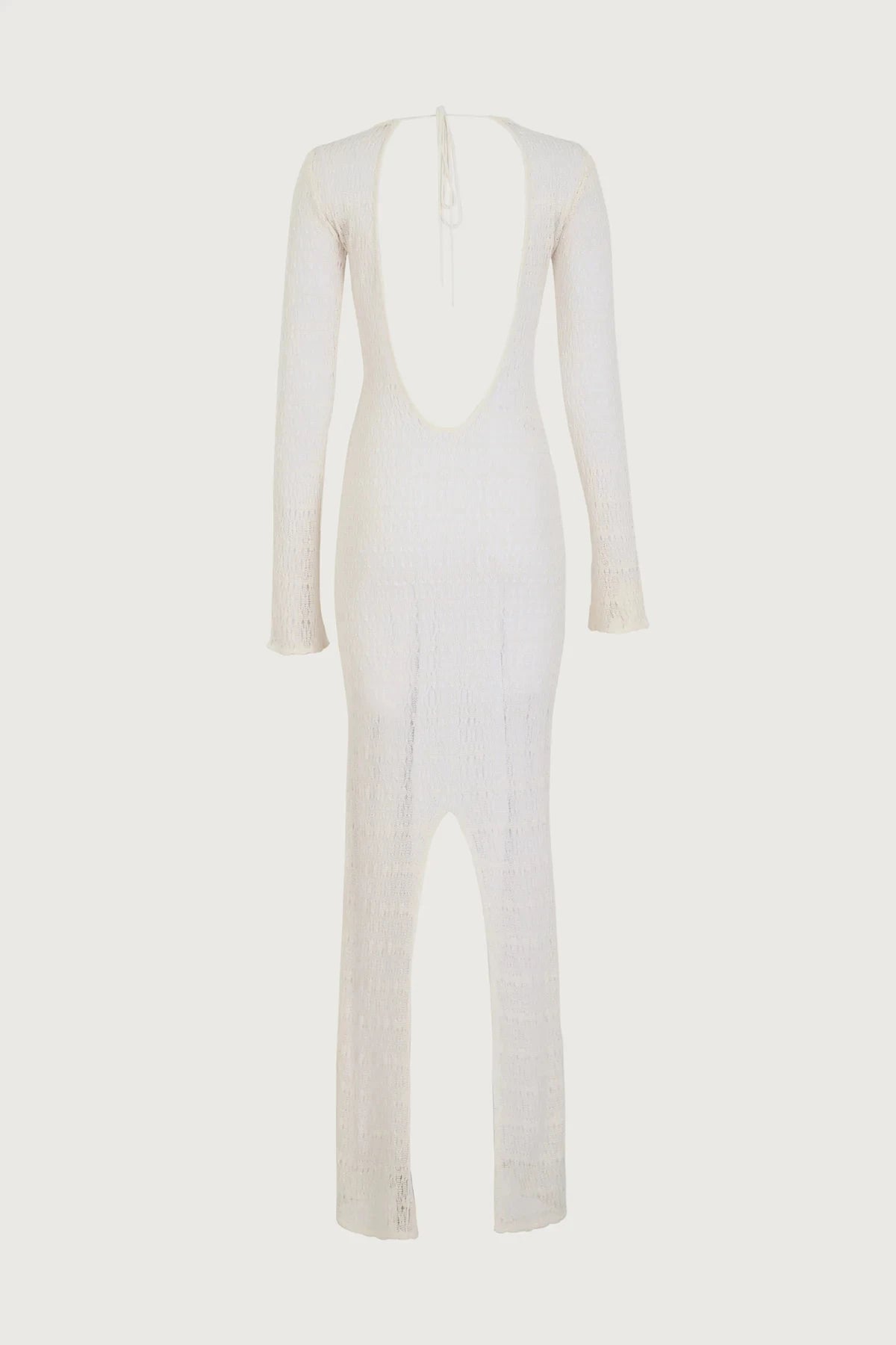 White long-sleeve dress on a light gray background