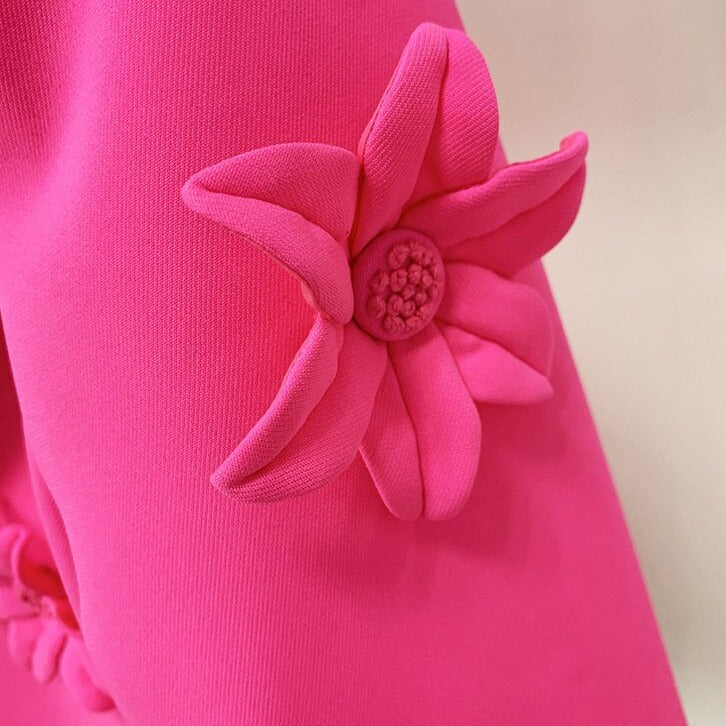 THEODORA PINK FLOWER DECORATED BLAZER and SKIRT