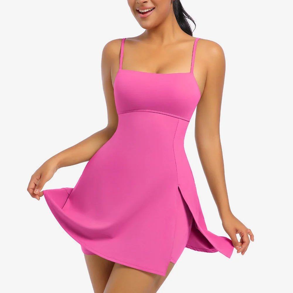 Women’s Activewear Sport Mini Dress with Built-In Shorts | Tennis, Golf & Workout Skort Dress