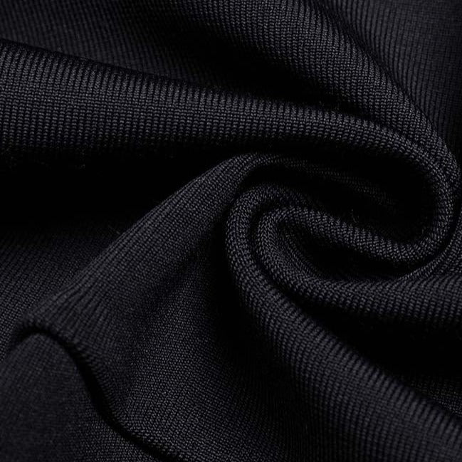 JULIETTE V NECK CRYSTAL SIDE SLIT BLACK MAXI DRESS