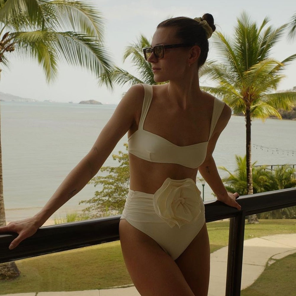 SIANKA FLOWER BOW BEIGE BIKINI
