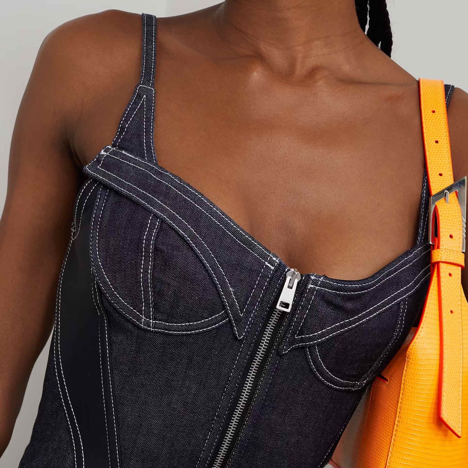 KHALY ZIPPER DENIM BODYSUIT