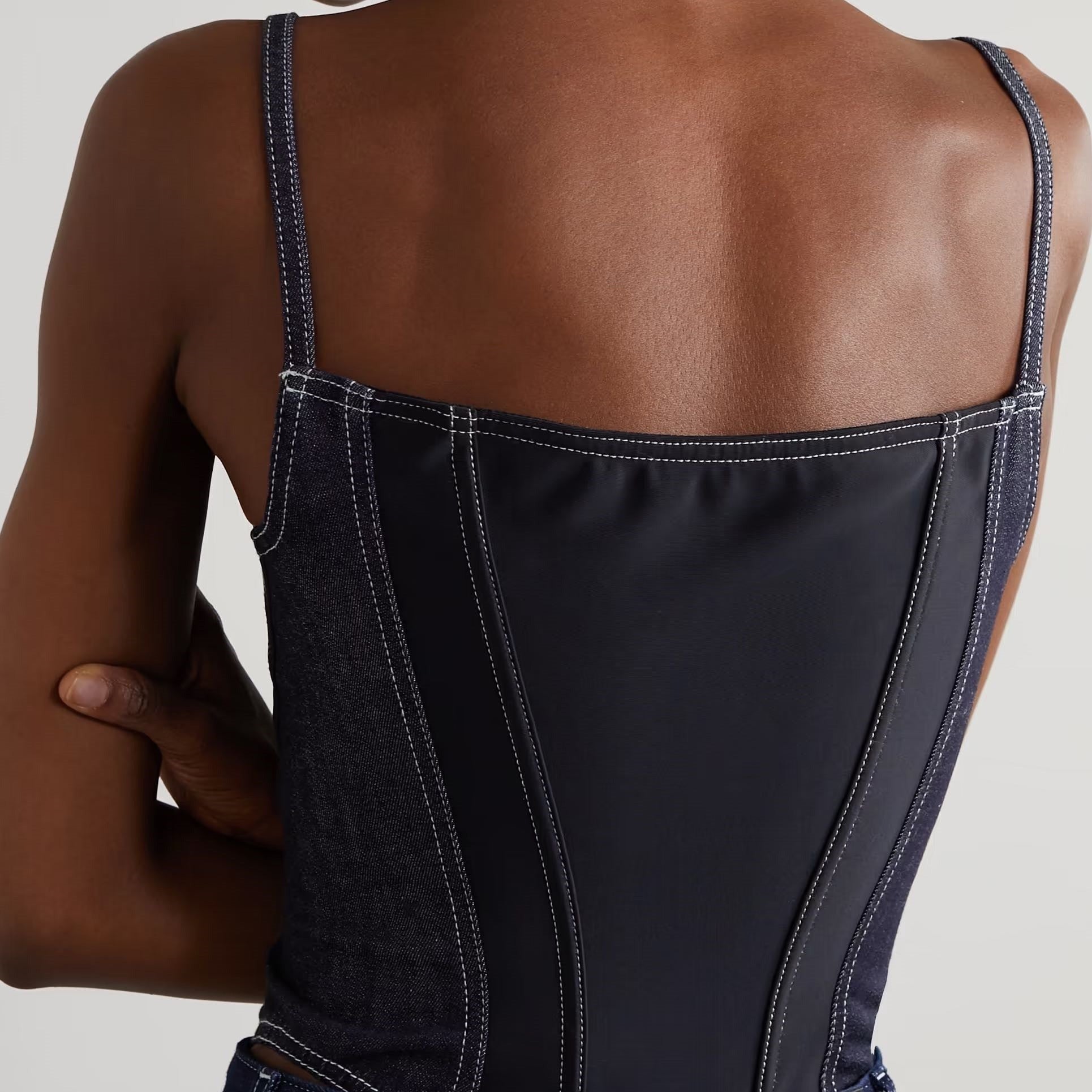 KHALY ZIPPER DENIM BODYSUIT