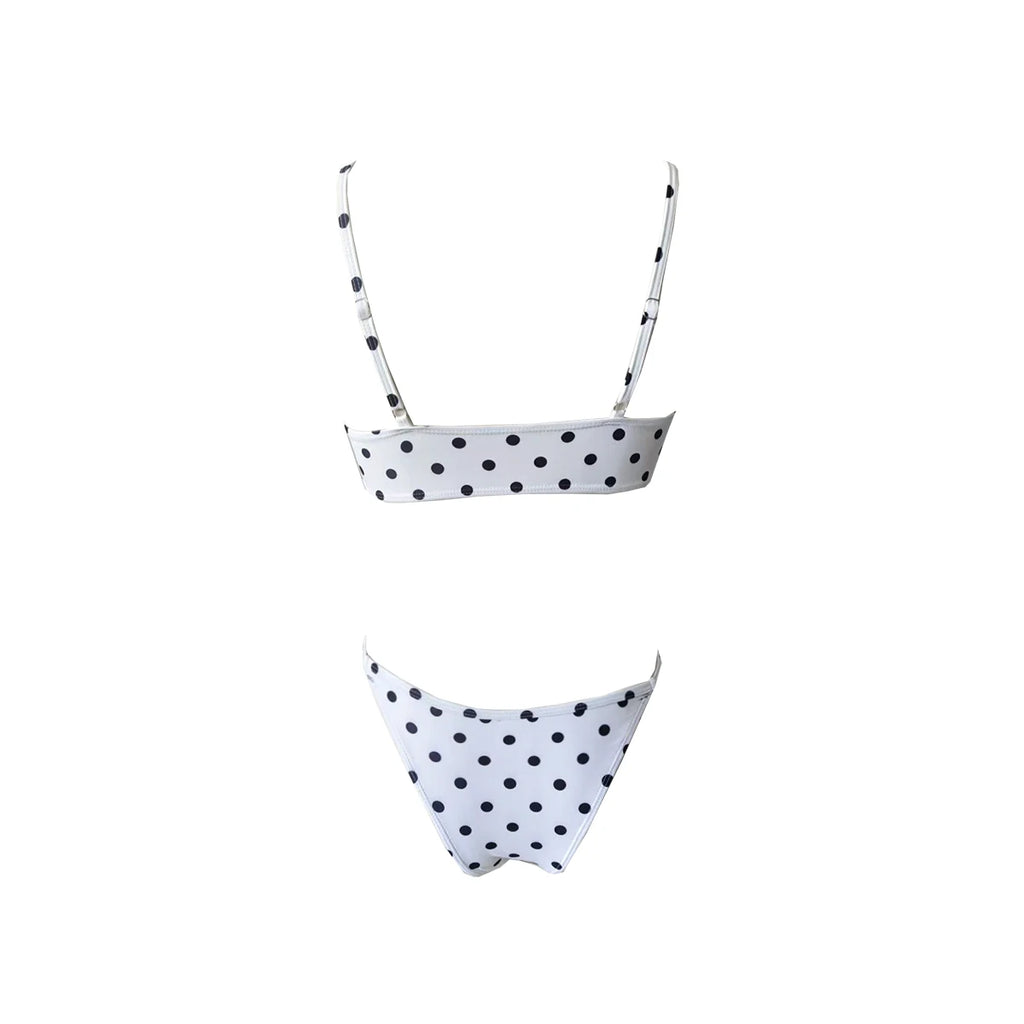 Polka Dot Lace Trim Bikini Set Brazilian Beach Swimwear