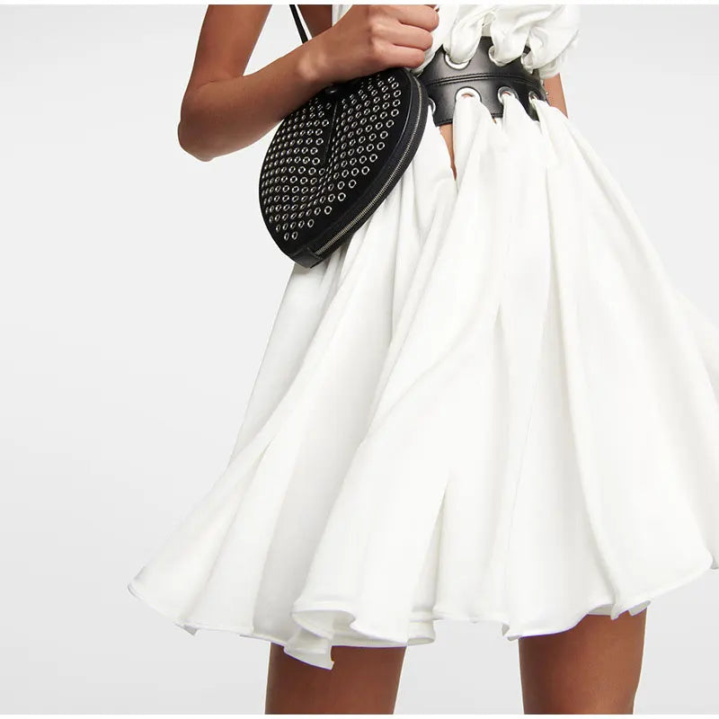 NESLA ONE SHOULDER WHITE MINI DRESS