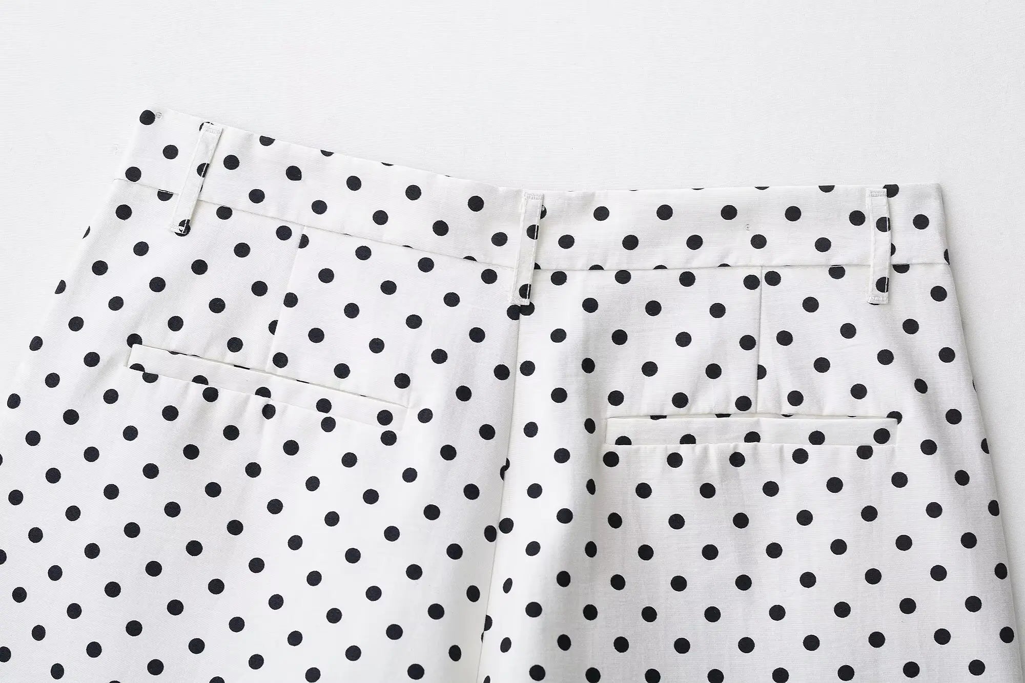 Polka Dot Two Piece Set with High Neck Jacket and Matching Pants or Shorts