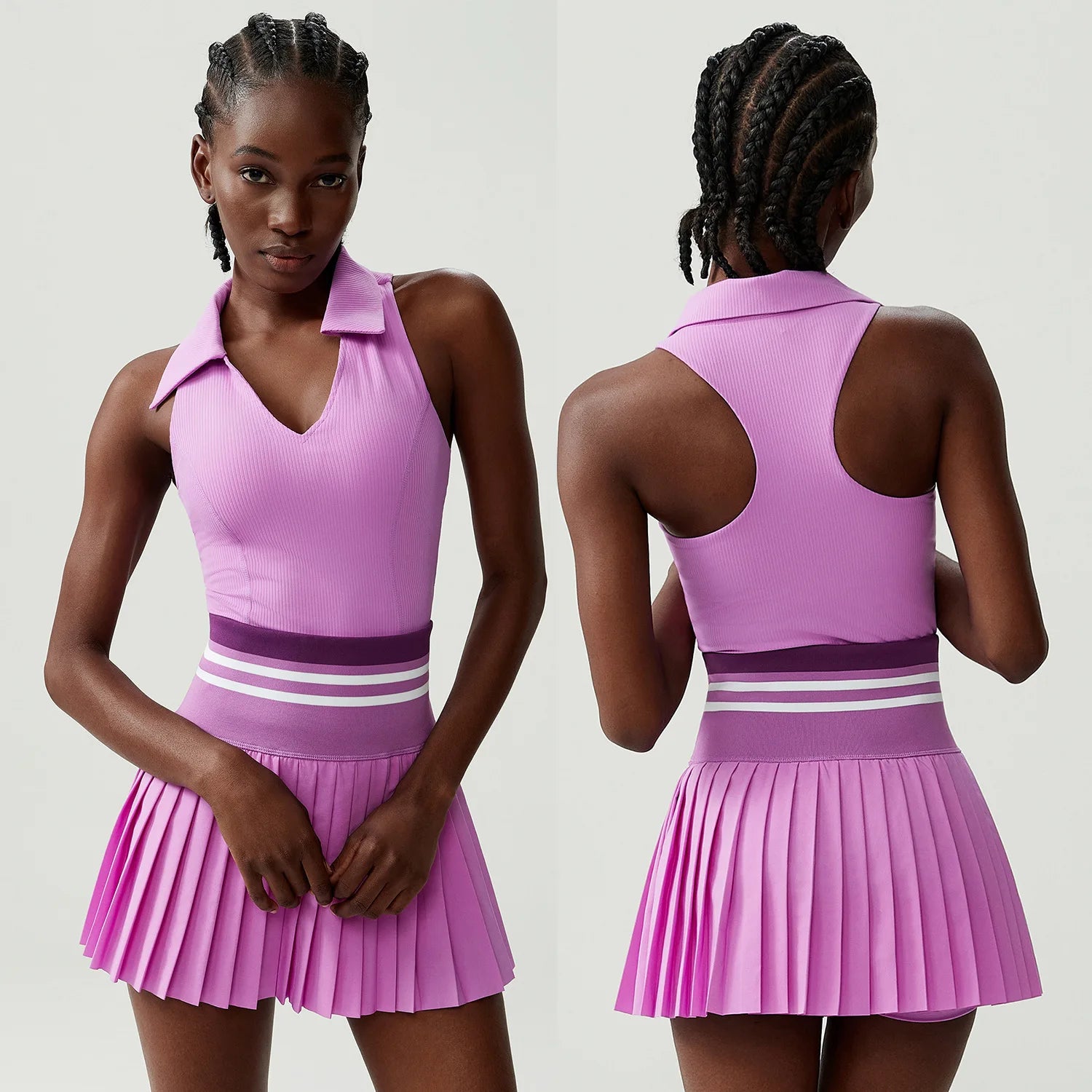 Women’s Two Piece Yoga Set – Gym Top & Tennis Skirt Quick Dry Sportswear