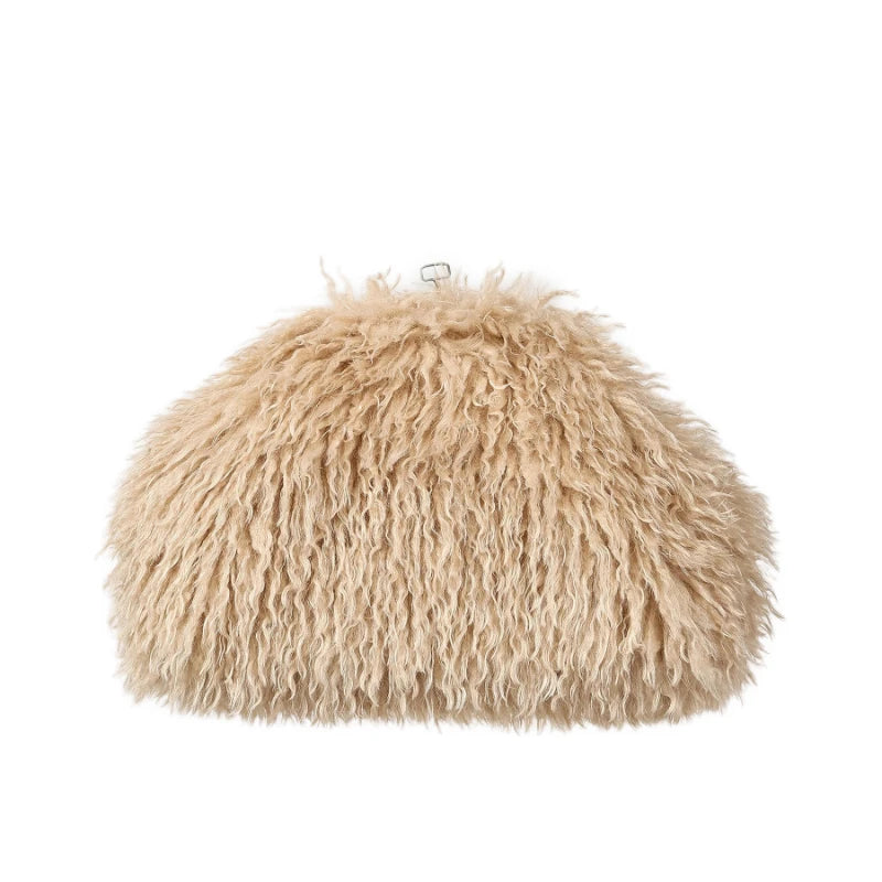 Oversized Fuzzy Kiss-Lock Clutch Bag