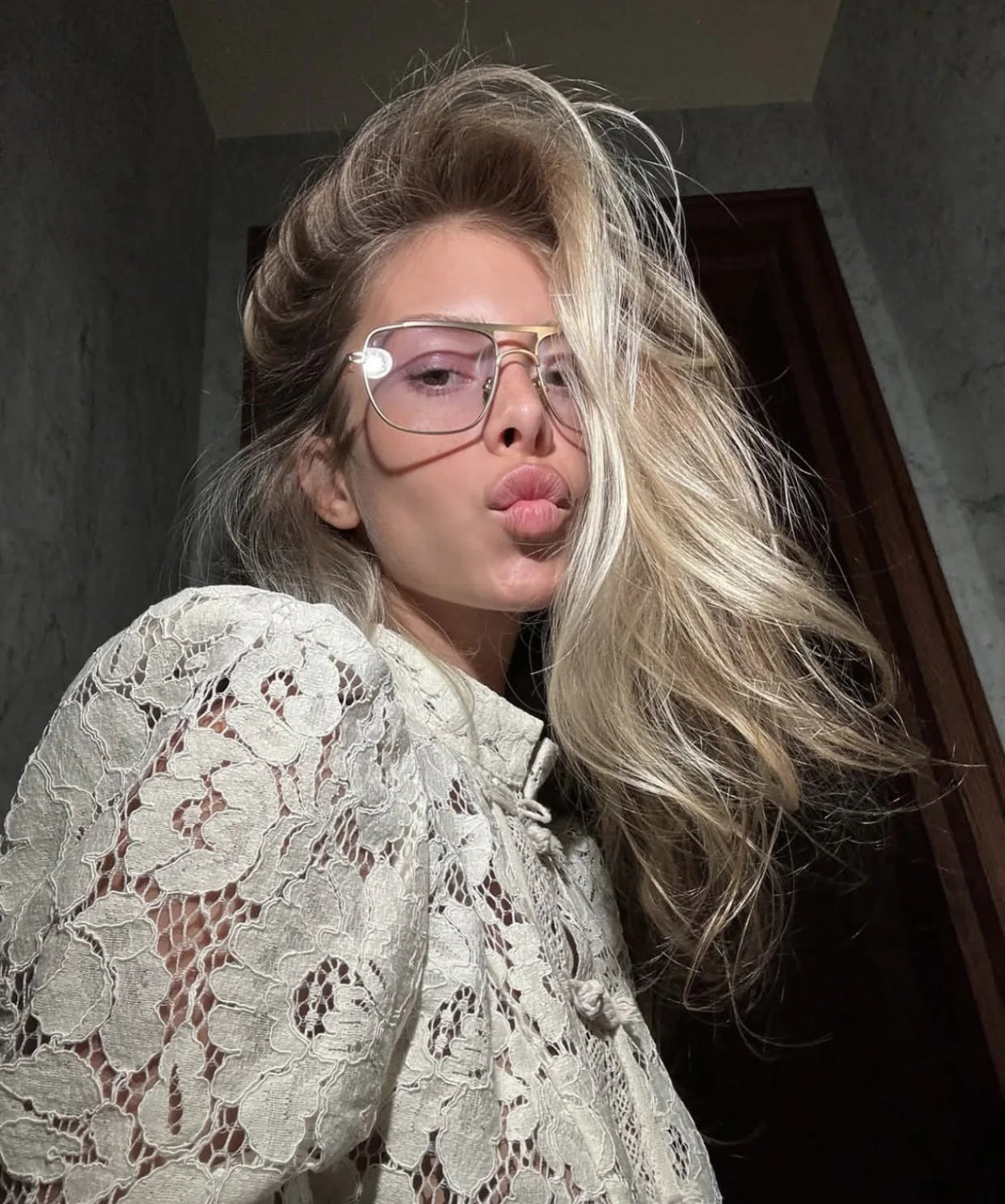 Vintage Sheer Lace Blouse for Women | Long Sleeve See-Through Top with High Neck