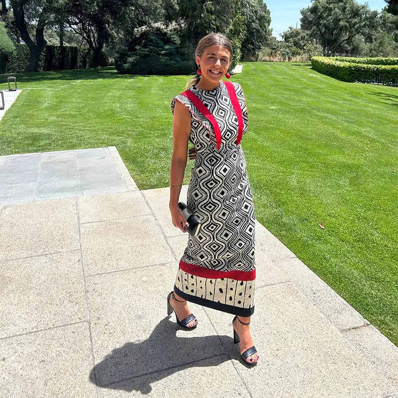 PRINT FLY SLEEVES MAXI DRESS