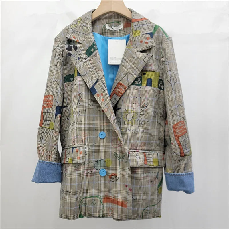 GRAY PLAID GRAFFITI BLAZER