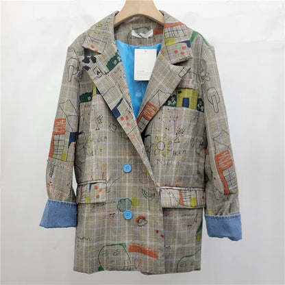 GRAY PLAID GRAFFITI BLAZER