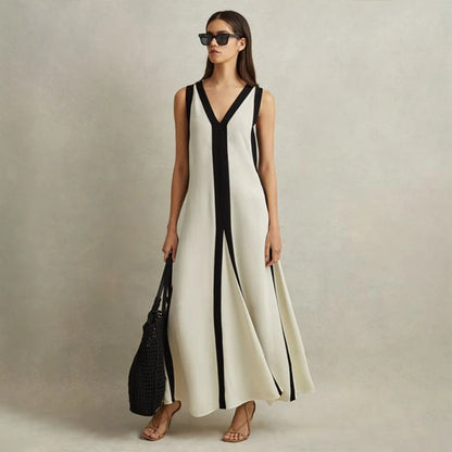 V NECK SLEEVELESS MAXI DRESS