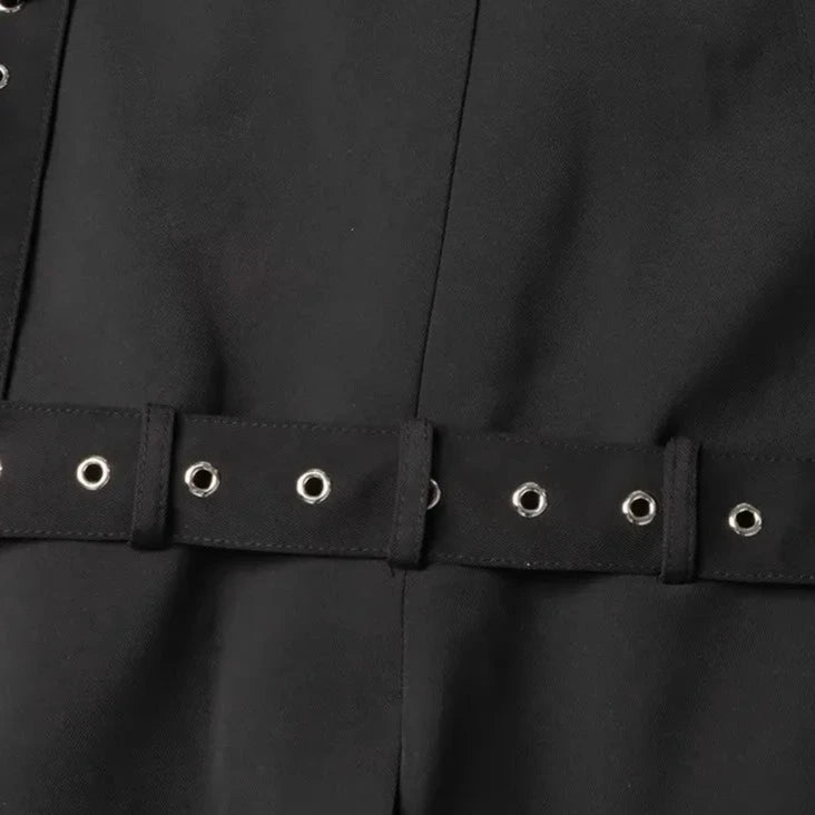 BLACK STRAPPY BELTED BLAZER