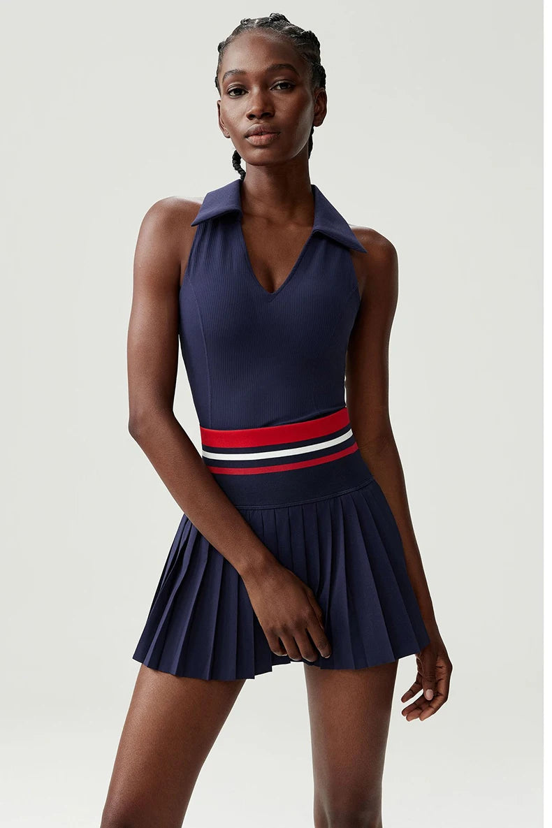 Women’s Two Piece Yoga Set – Gym Top & Tennis Skirt Quick Dry Sportswear