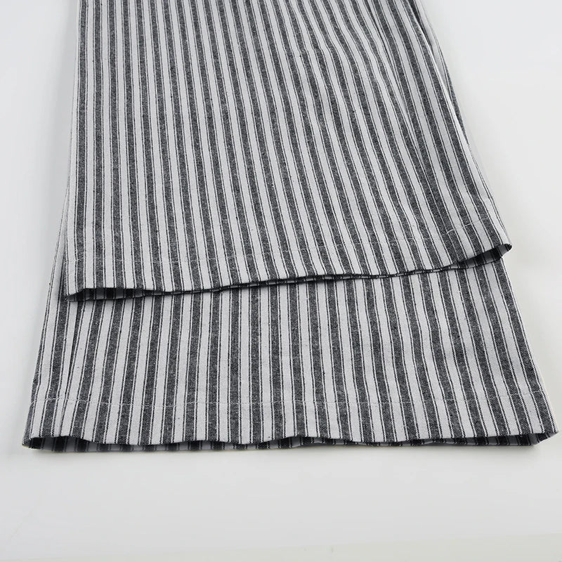 STRIPED LOW WAIST WIDE LEG PANTS