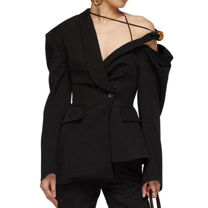 AMINA ONE SHOULDER BLAZER with BALL