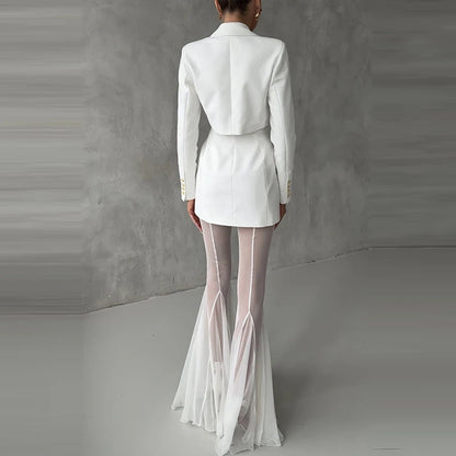 SLIM FLARED PLEATED TROUSERS